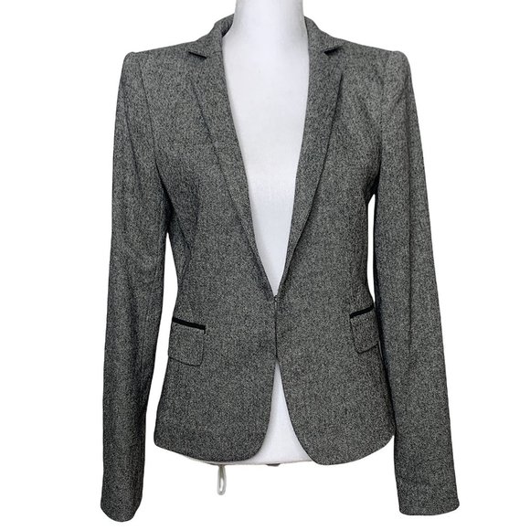 Alice + Olivia Jackets & Blazers - Alice + Olivia Grey Speckled Heather Fitted Blazer Metal Clasp Closure Size 4 Wo